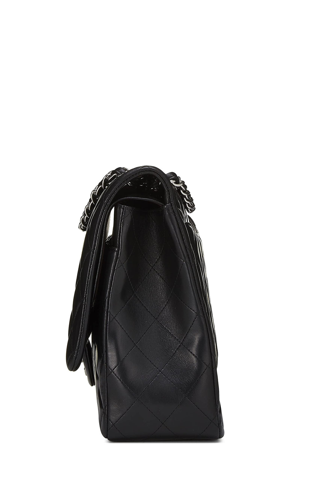 Chanel,  Black Quilted Lambskin New Classic Double Flap Maxi, Black