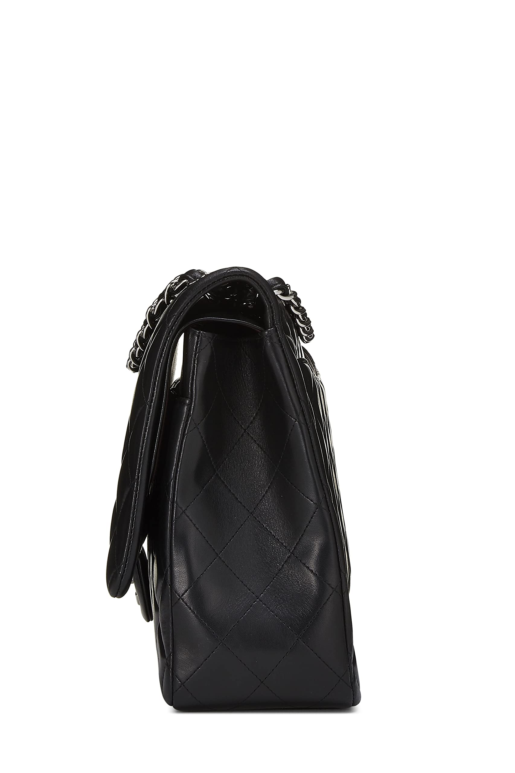Chanel,  Black Quilted Lambskin New Classic Double Flap Maxi, Black