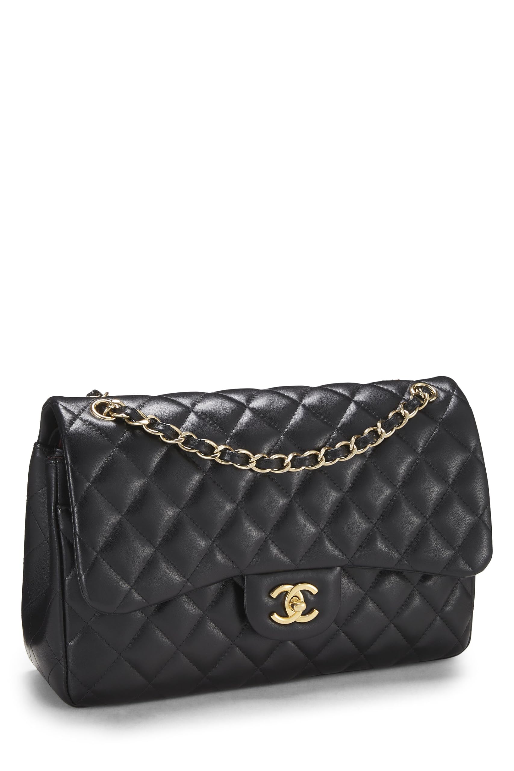 Chanel,  Black Quilted Lambskin New Classic Double Flap Jumbo, Black