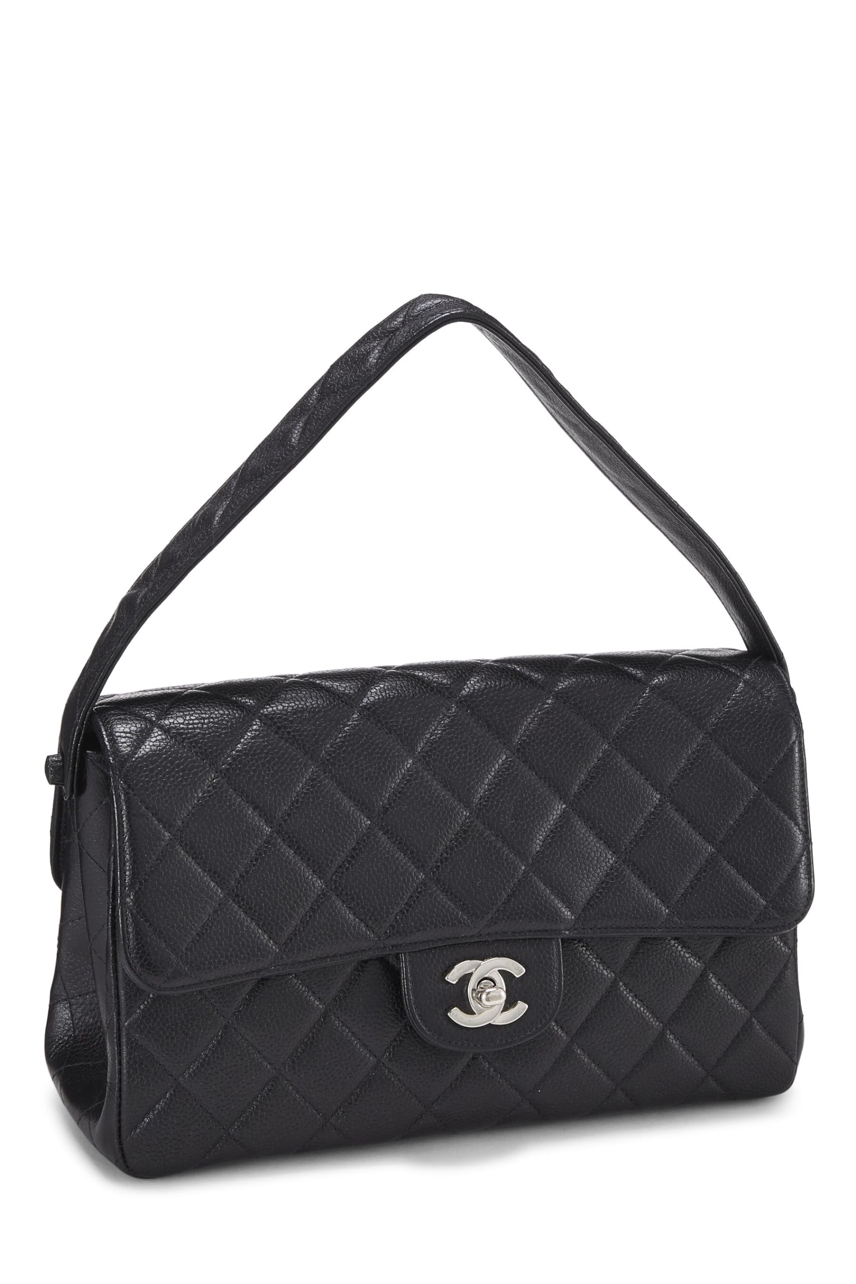 Chanel,  Black Quilted Caviar Double Sided Classic Flap Medium, Black