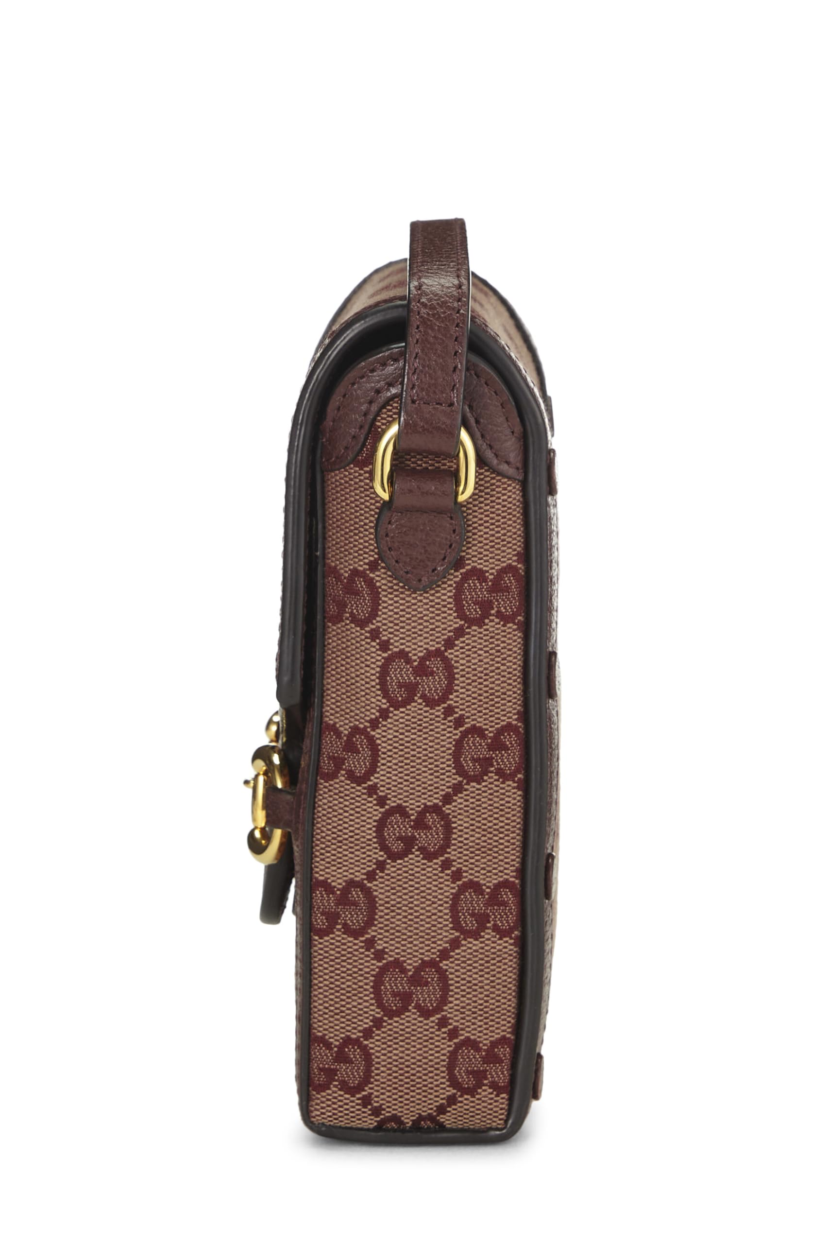 Gucci,  Burgundy Original Gucci Canvas Horsebit Crossbody, Burgundy