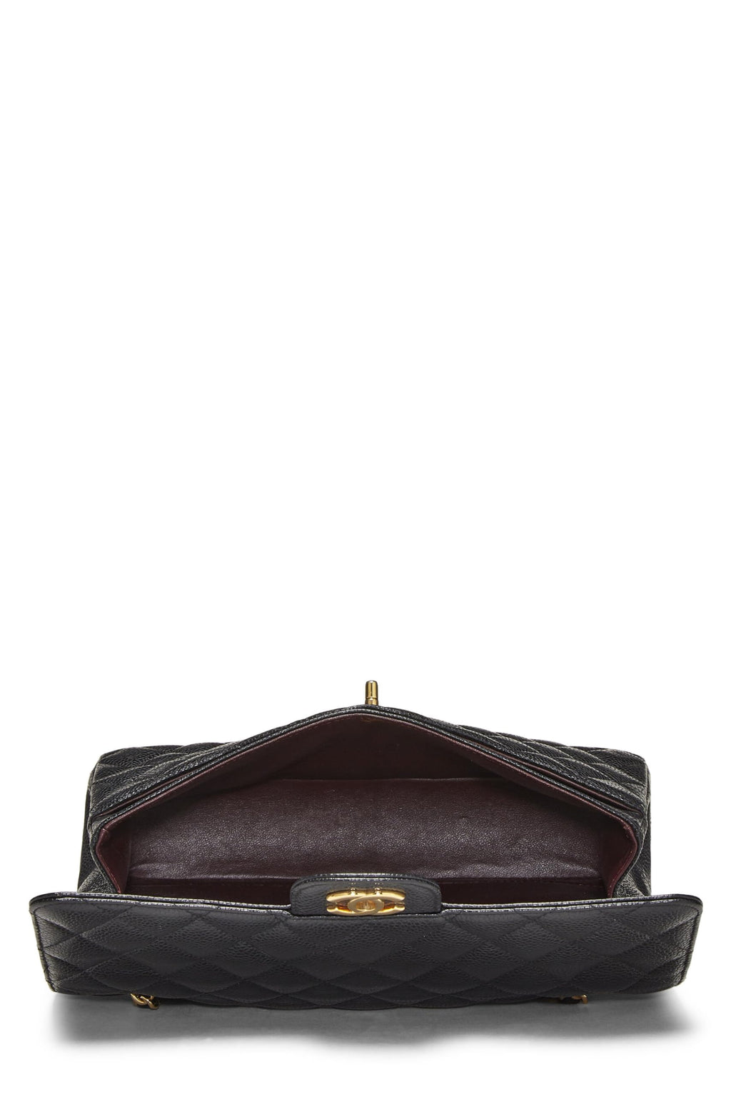 Chanel,  Black Quilted Caviar Classic Double Flap Medium, Black