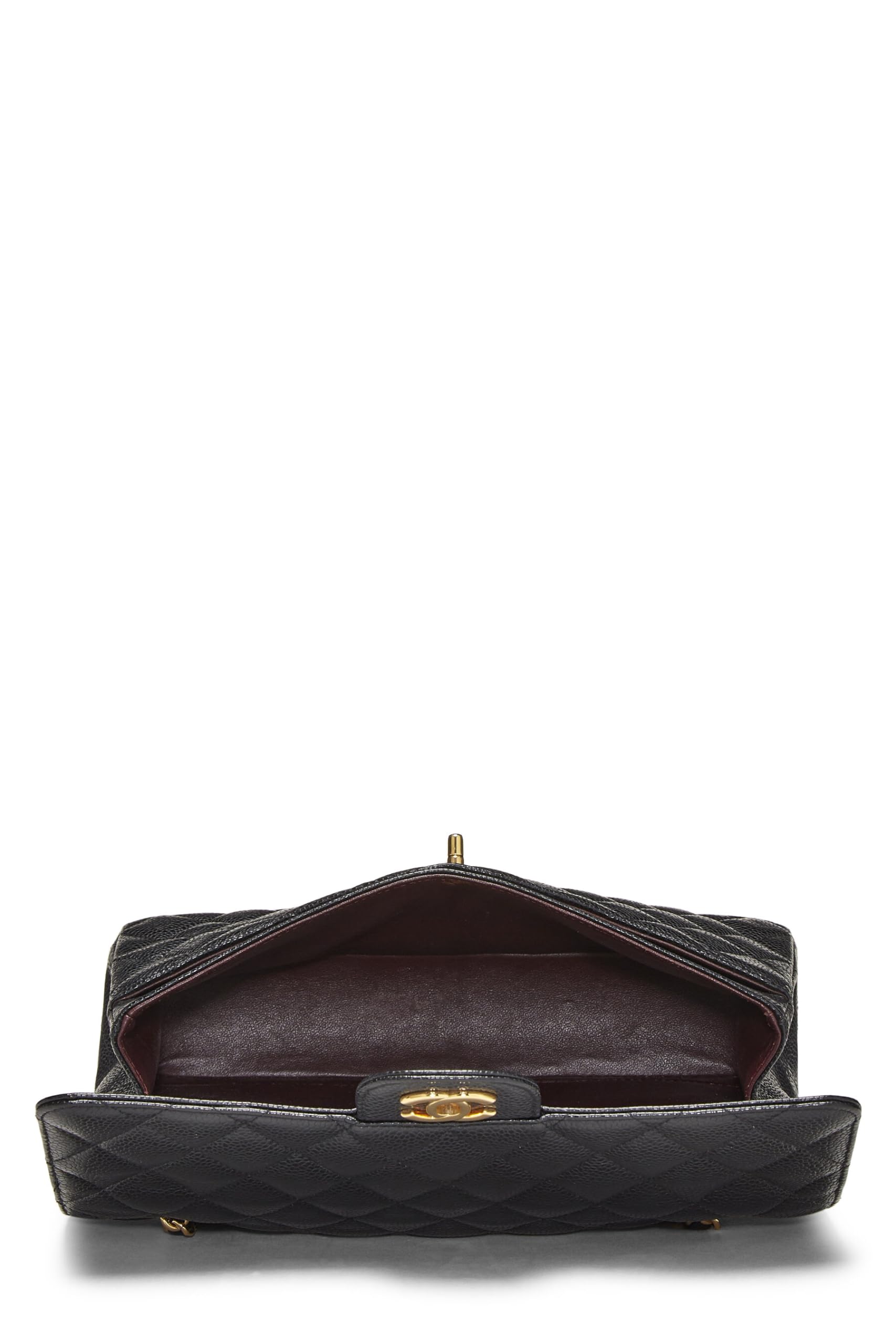 Chanel,  Black Quilted Caviar Classic Double Flap Medium, Black
