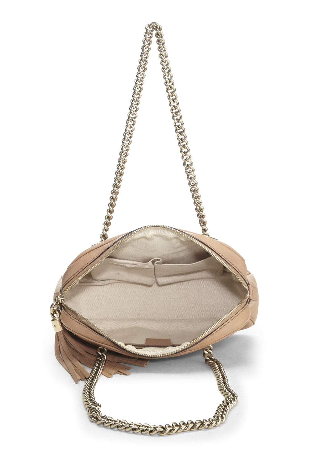 Gucci,  Beige Grained Leather Soho Chain Shoulder Bag, Beige