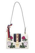 Gucci,  White Floral Embroidered Leather SyLouis Vuittonie Shoulder Bag Small, White