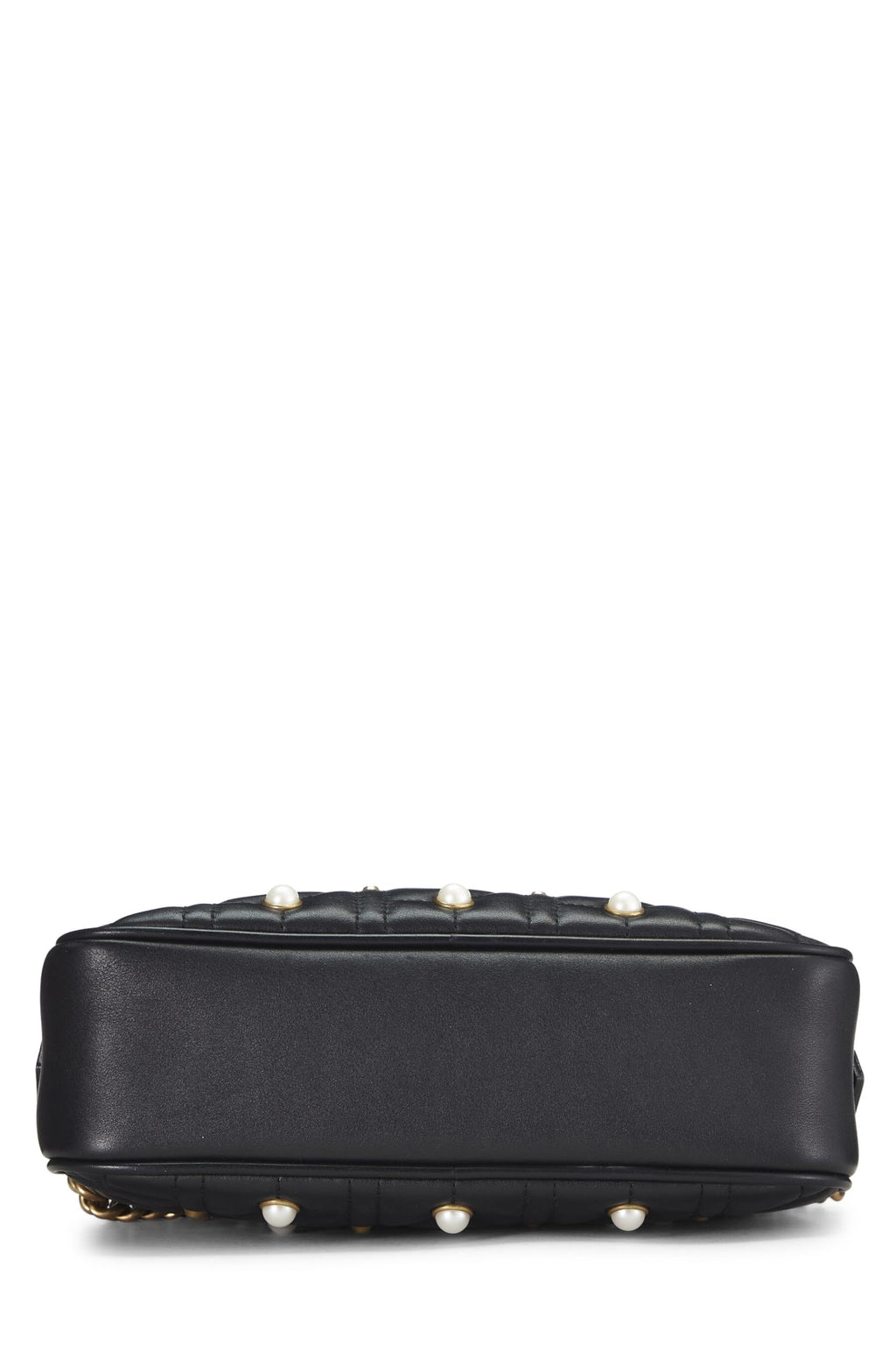 Gucci,  Black Leather & Faux Pearl Gucci Marmont Crossbody Small, Black