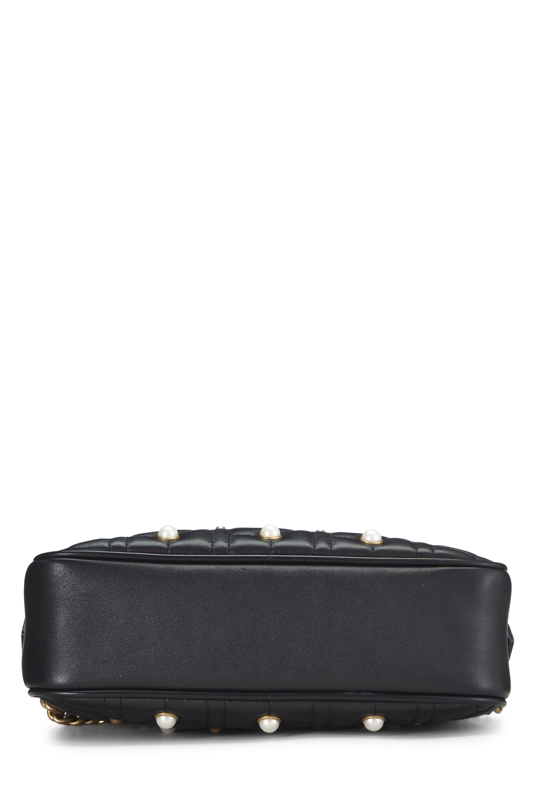 Gucci,  Black Leather & Faux Pearl Gucci Marmont Crossbody Small, Black