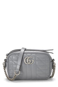 Gucci,  Grey Leather Gucci Marmont Crossbody Mini, Grey
