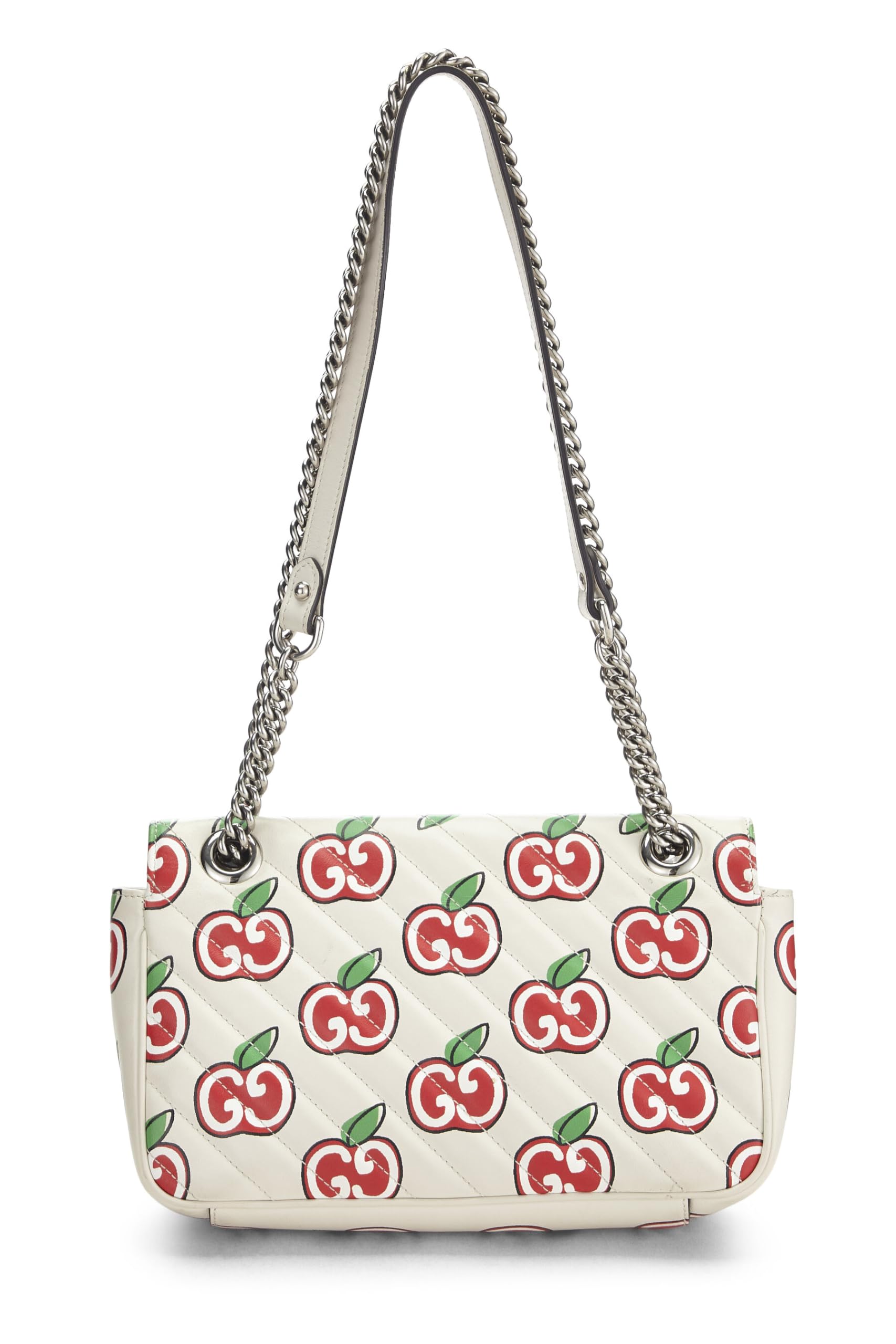 Gucci,  White Leather Marmont Apple Shoulder Bag Small, White