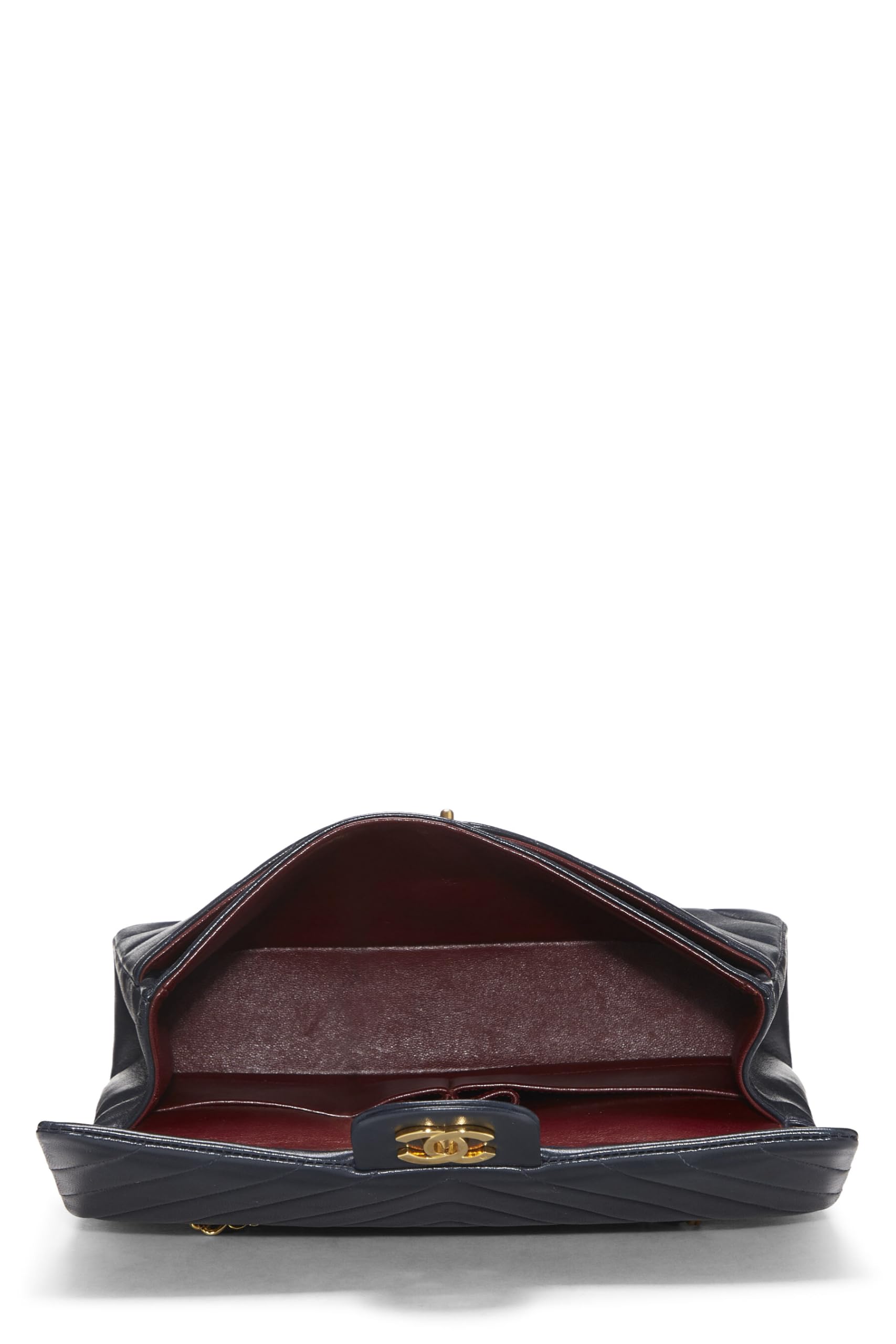 Chanel,  Navy Chevron Lambskin Classic Double Flap Medium, Navy