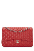 Chanel,  Red Quilted Lambskin New Classic Double Flap Jumbo, Red