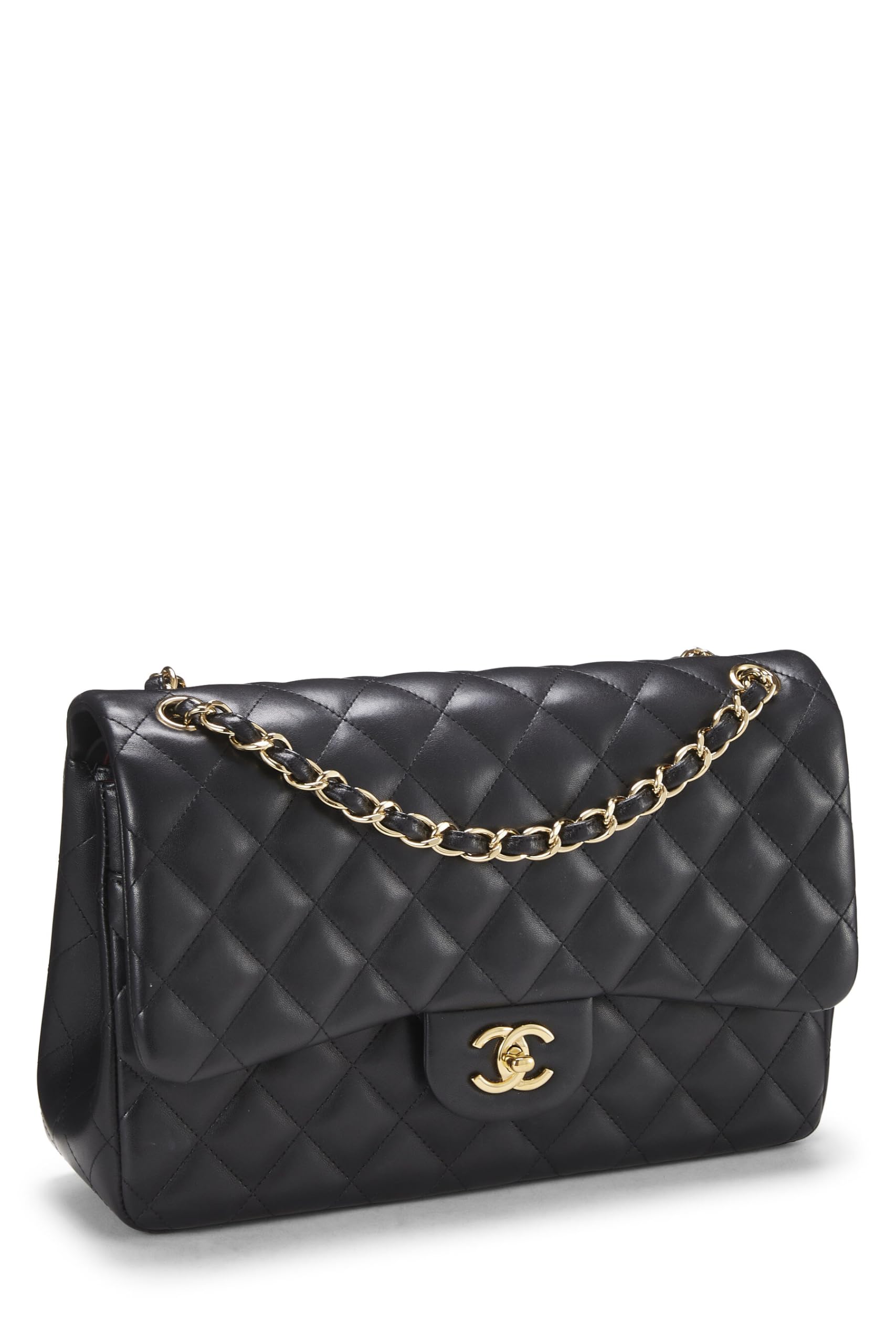 Chanel,  Black Quilted Lambskin New Classic Double Flap Jumbo, Black