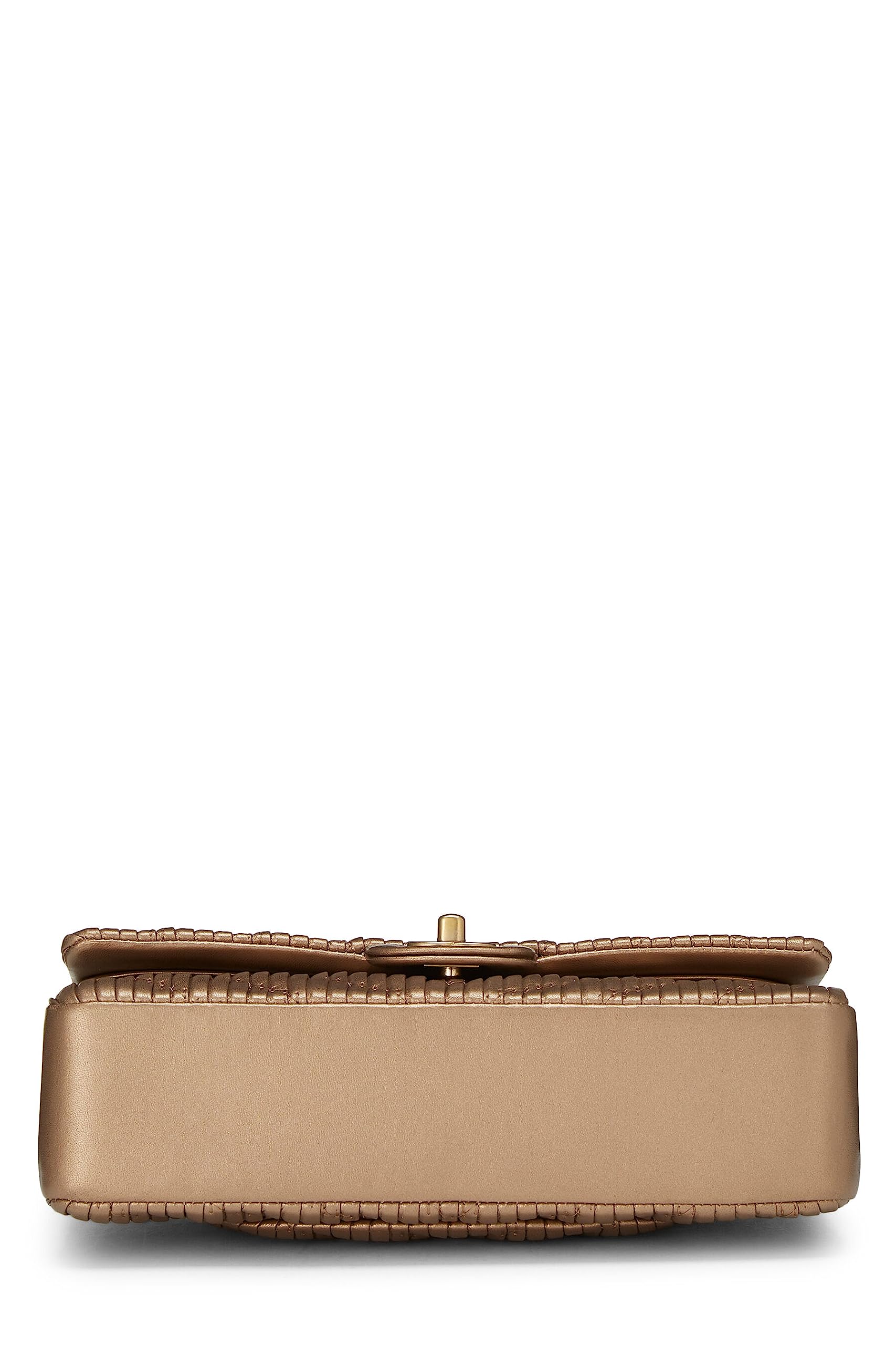 Chanel,  Gold Chevron Pleated Lambskin Classic Double Flap Medium, Gold