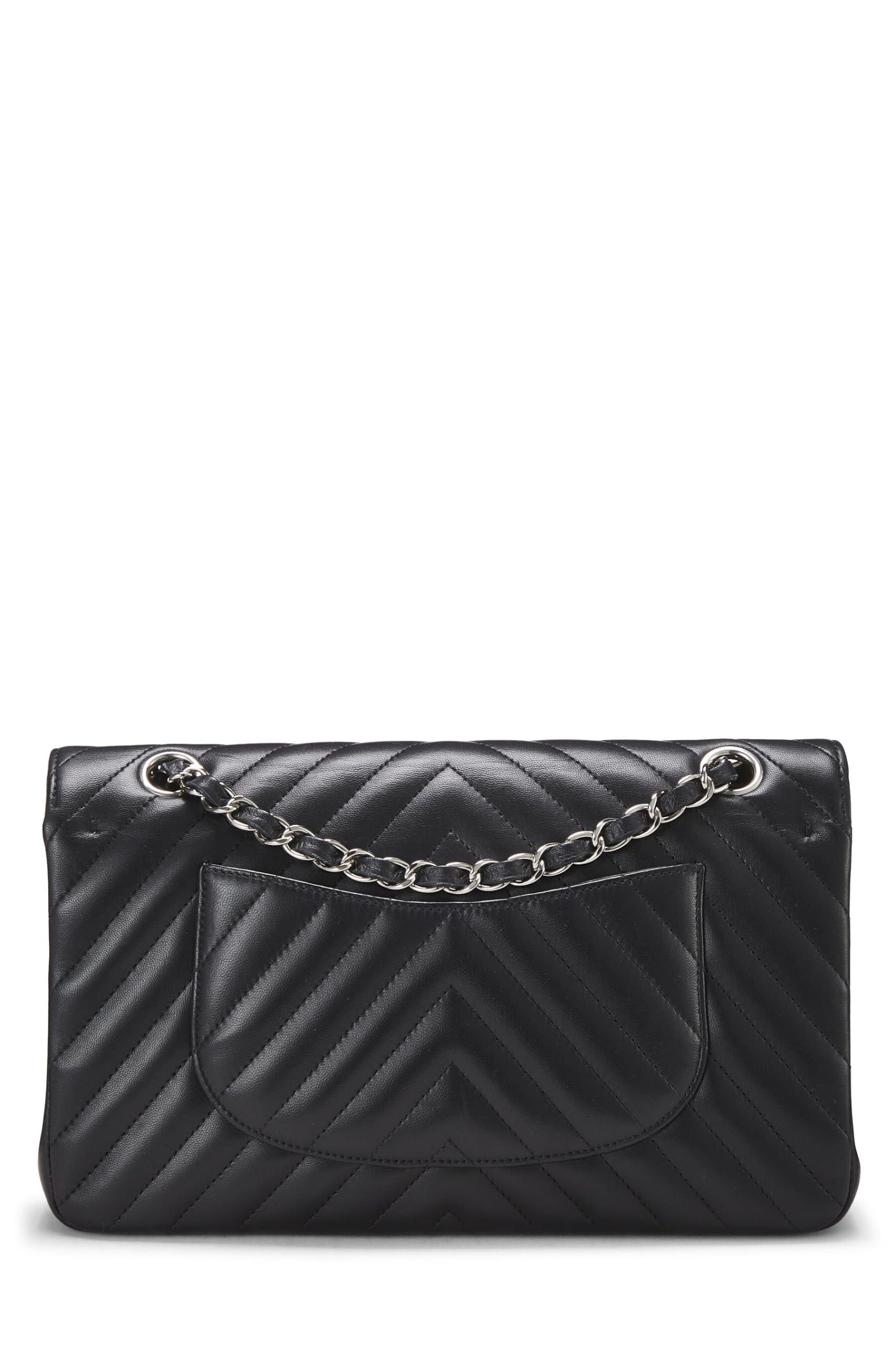 Chanel,  Black Chevron Lambskin Classic Double Flap Medium, Black