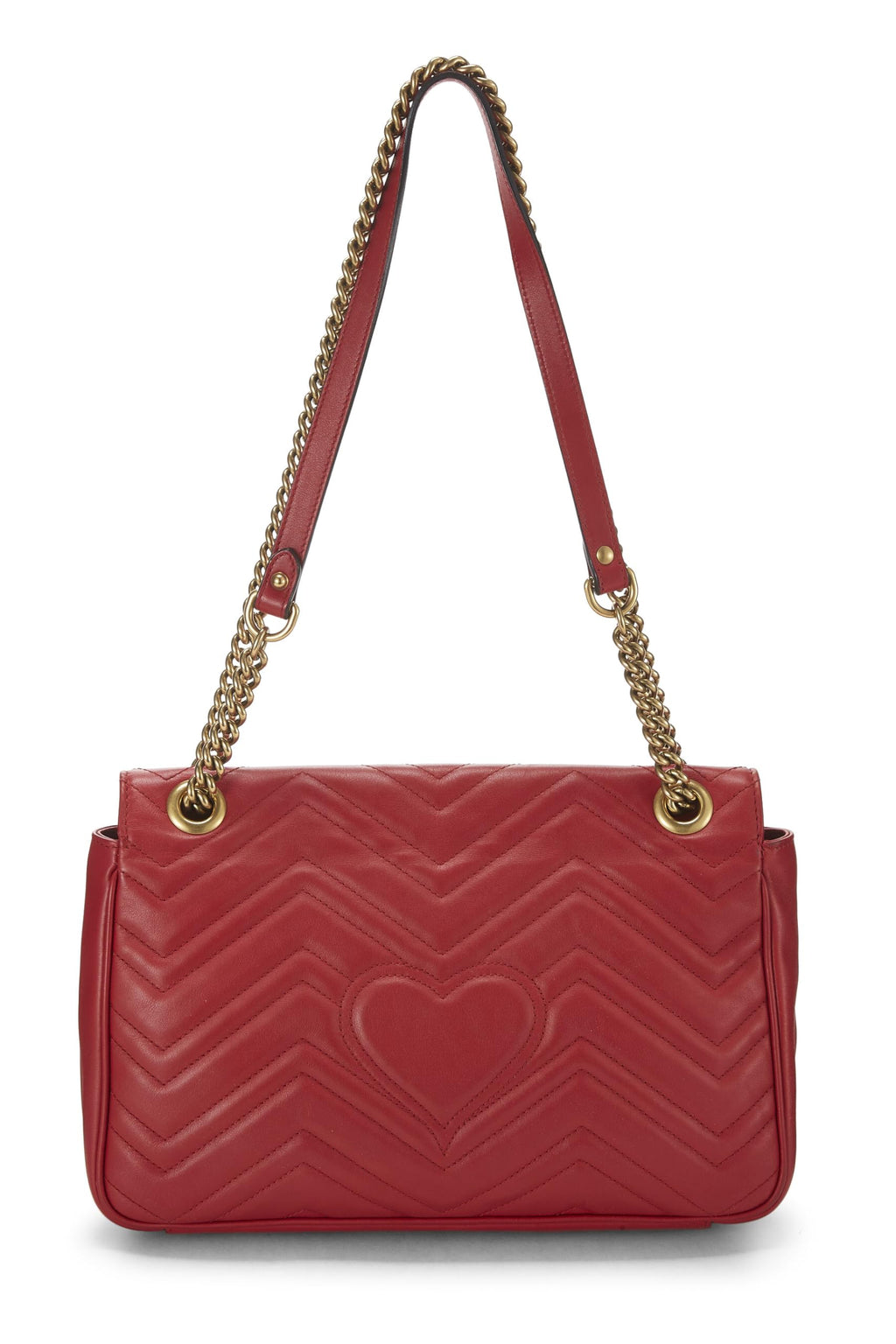 Gucci,  Red Leather GG Marmont MatelassÃƒÆ’Ã‚Â© Shoulder Bag, Red