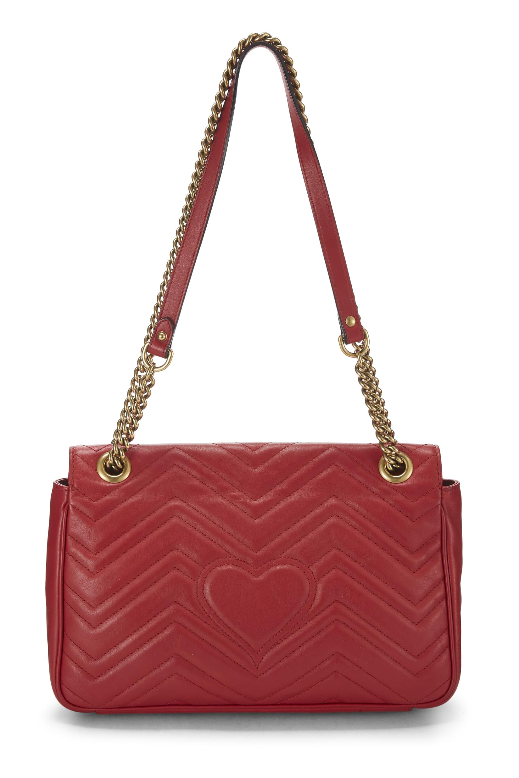 Gucci,  Red Leather GG Marmont MatelassÃƒÆ’Ã‚Â© Shoulder Bag, Red