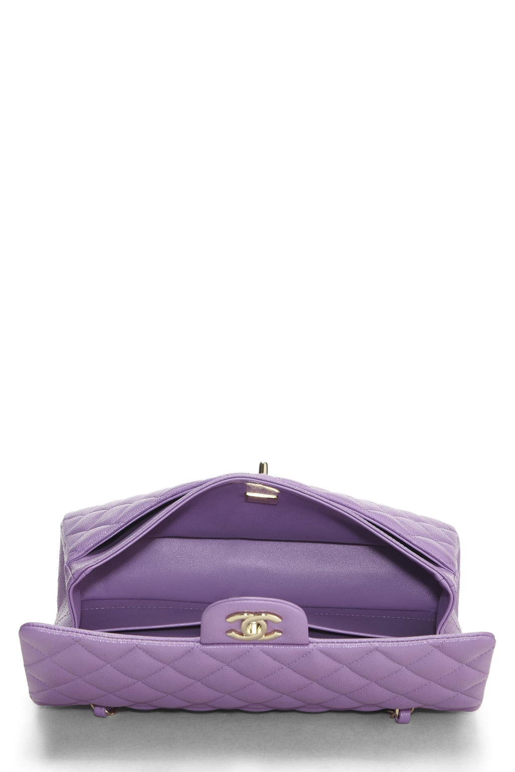 Chanel,  Purple Quilted Caviar Classic Double Flap Medium, Purple