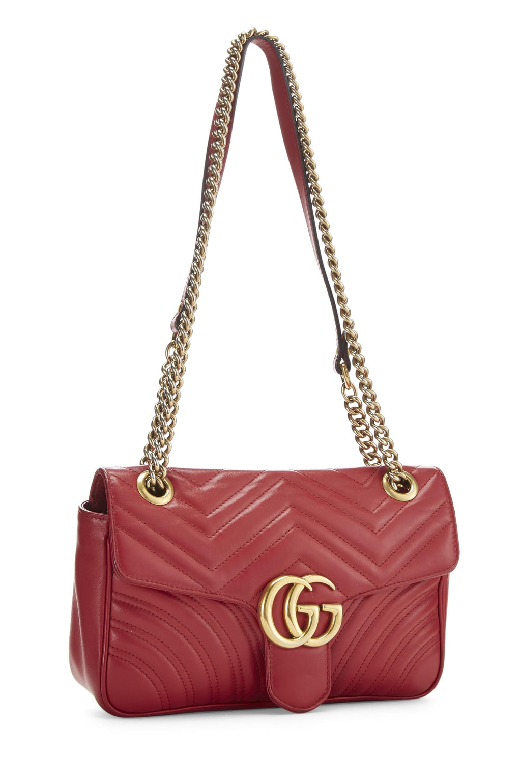 Gucci,  Red MatelassÃƒÆ’Ã‚Â© Leather Marmont Shoulder Bag Small, Red