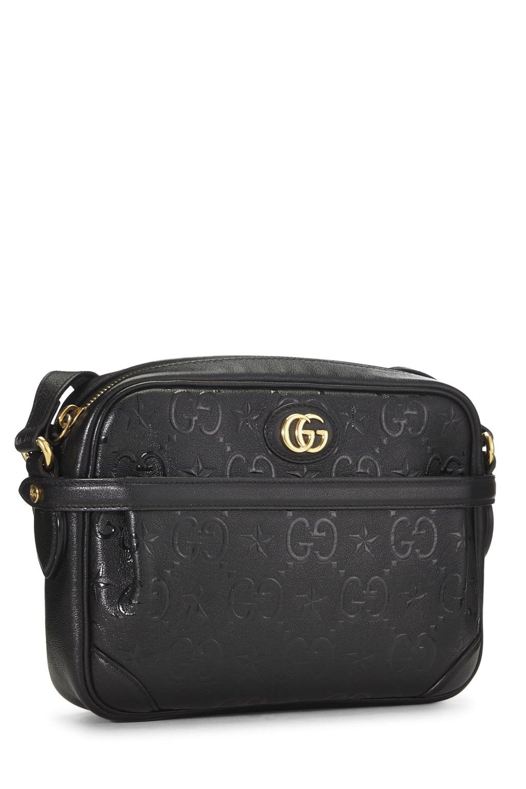 Gucci,  Black Embossed GG Star Shoulder Bag Small, Black