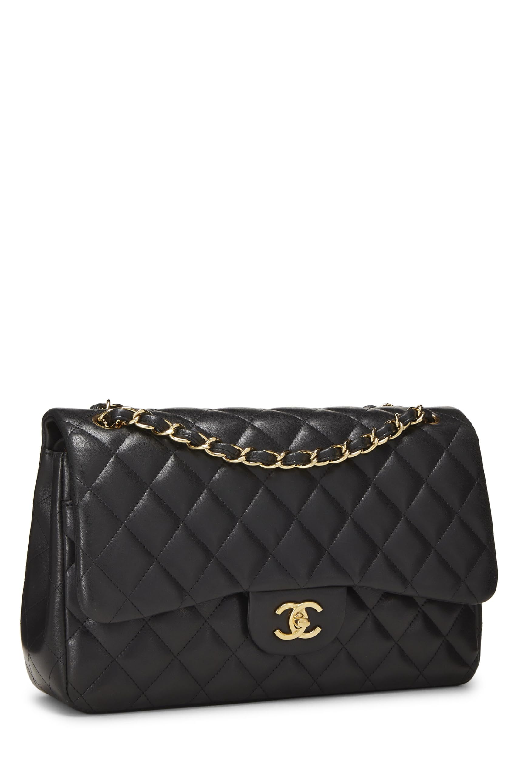 Chanel,  Black Quilted Lambskin New Classic Double Flap Jumbo, Black