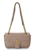 Gucci,  Beige Leather GG Marmont Shoulder Bag Small, Beige