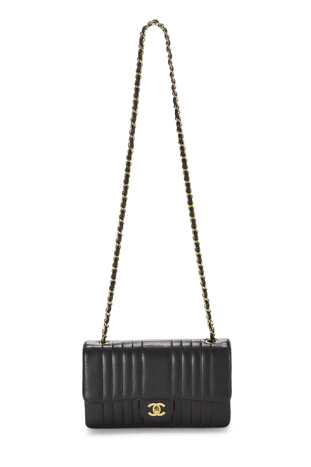 Chanel,  Black Vertical Lambskin Classic Flap Medium, Black