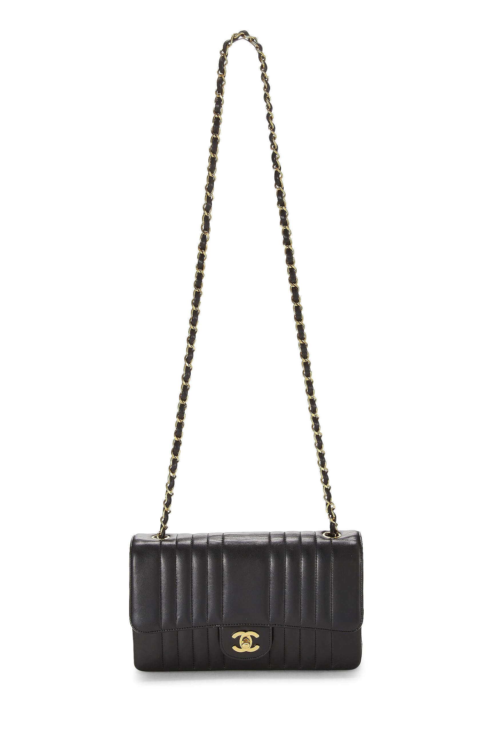Chanel,  Black Vertical Lambskin Classic Flap Medium, Black