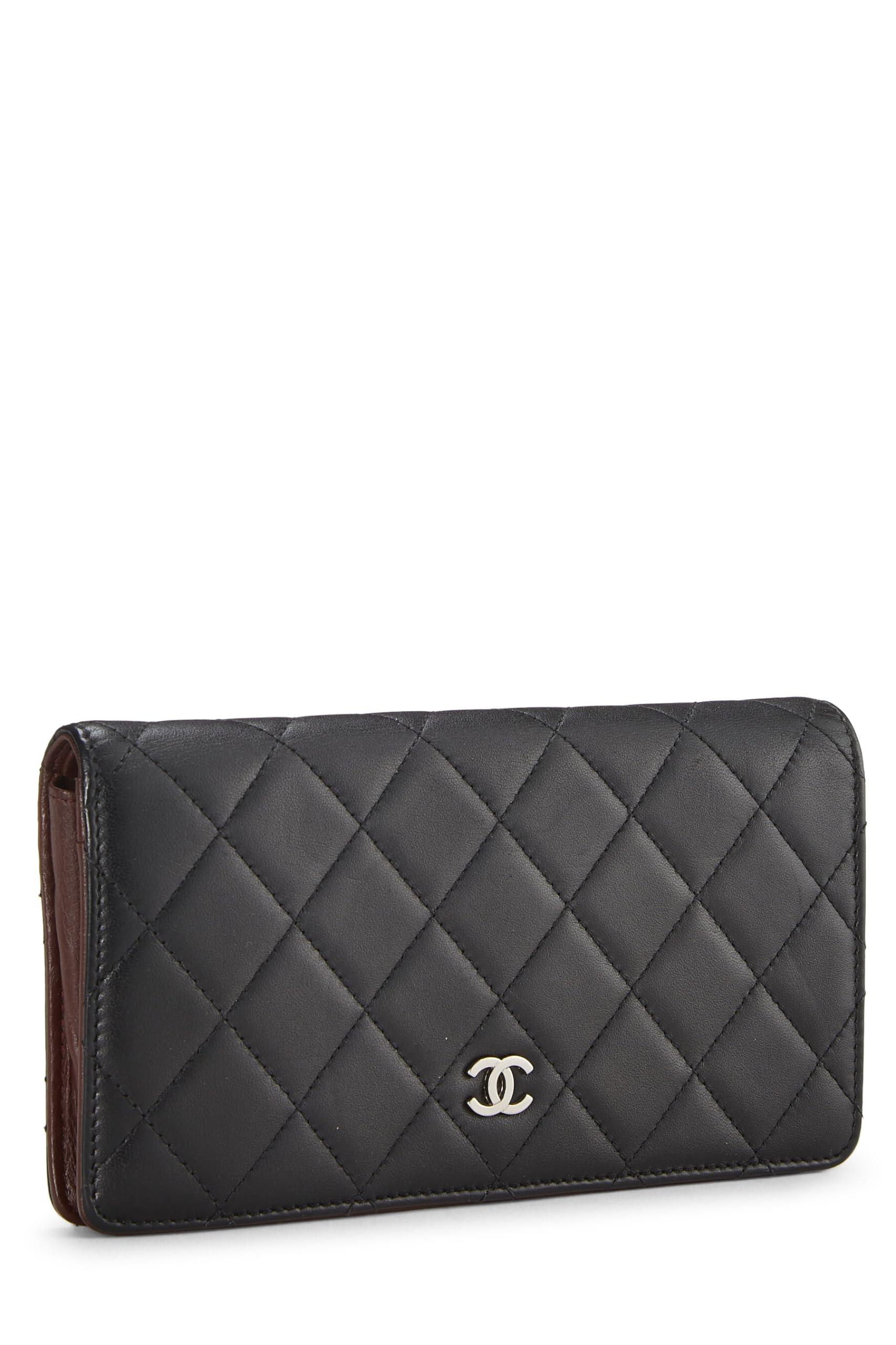Chanel,  Black Quilted Lambskin Classic Long Flap Wallet, Black