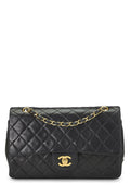 Chanel,  Black Quilted Lambskin Classic Double Flap Medium, Black