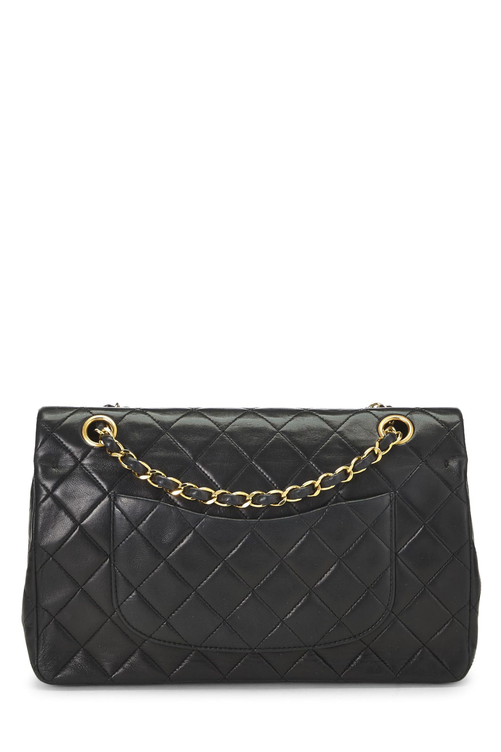 Chanel,  Black Quilted Lambskin Classic Double Flap Medium, Black