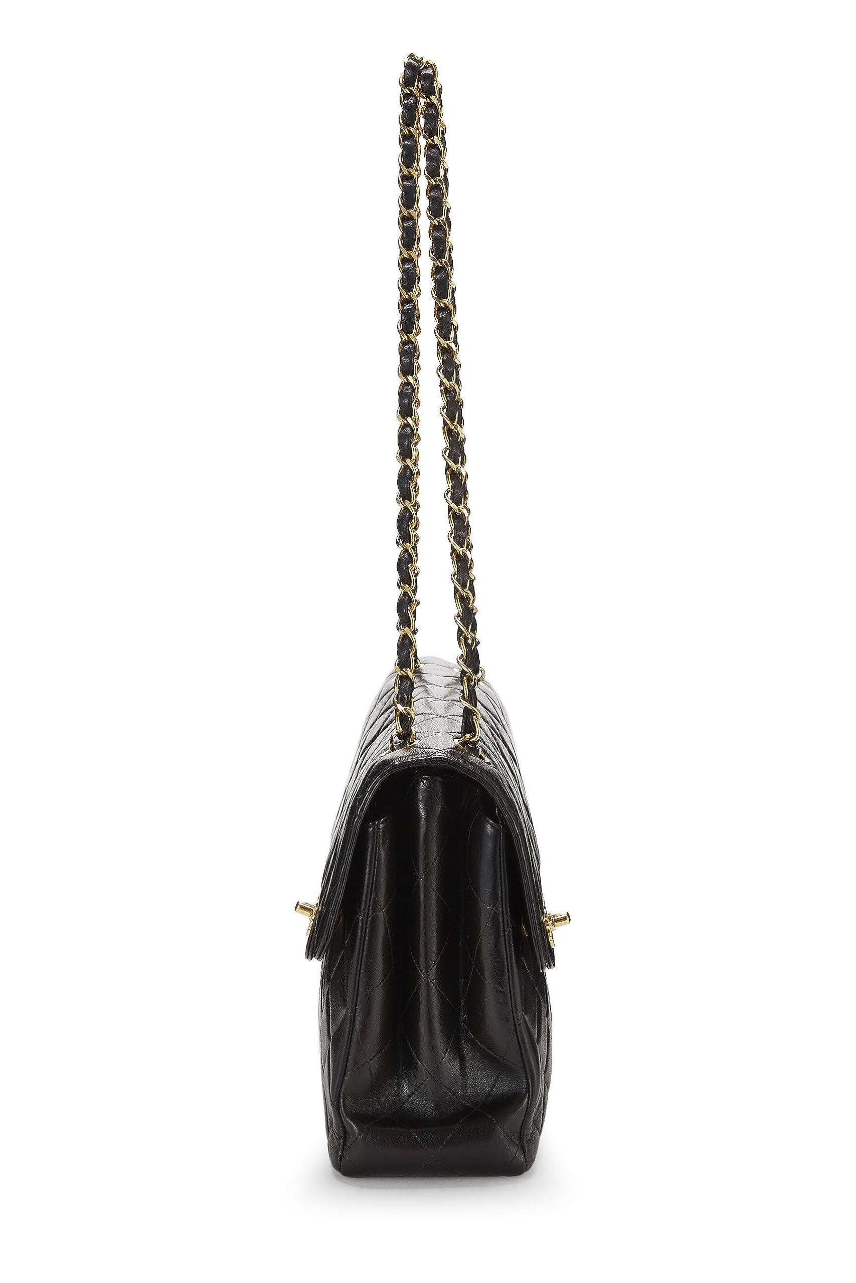 Chanel,  Black Quilted Lambskin Double Sided Classic Flap Jumbo, Black