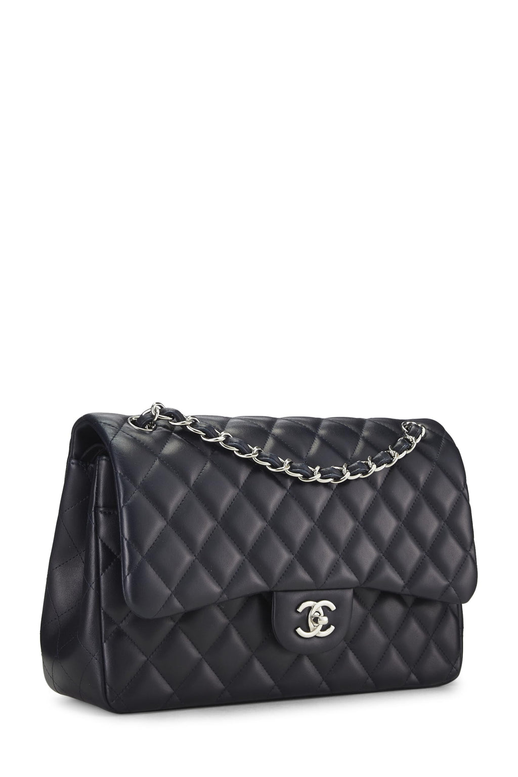 Chanel,  Blue Quilted Lambskin New Classic Double Flap Jumbo, Blue