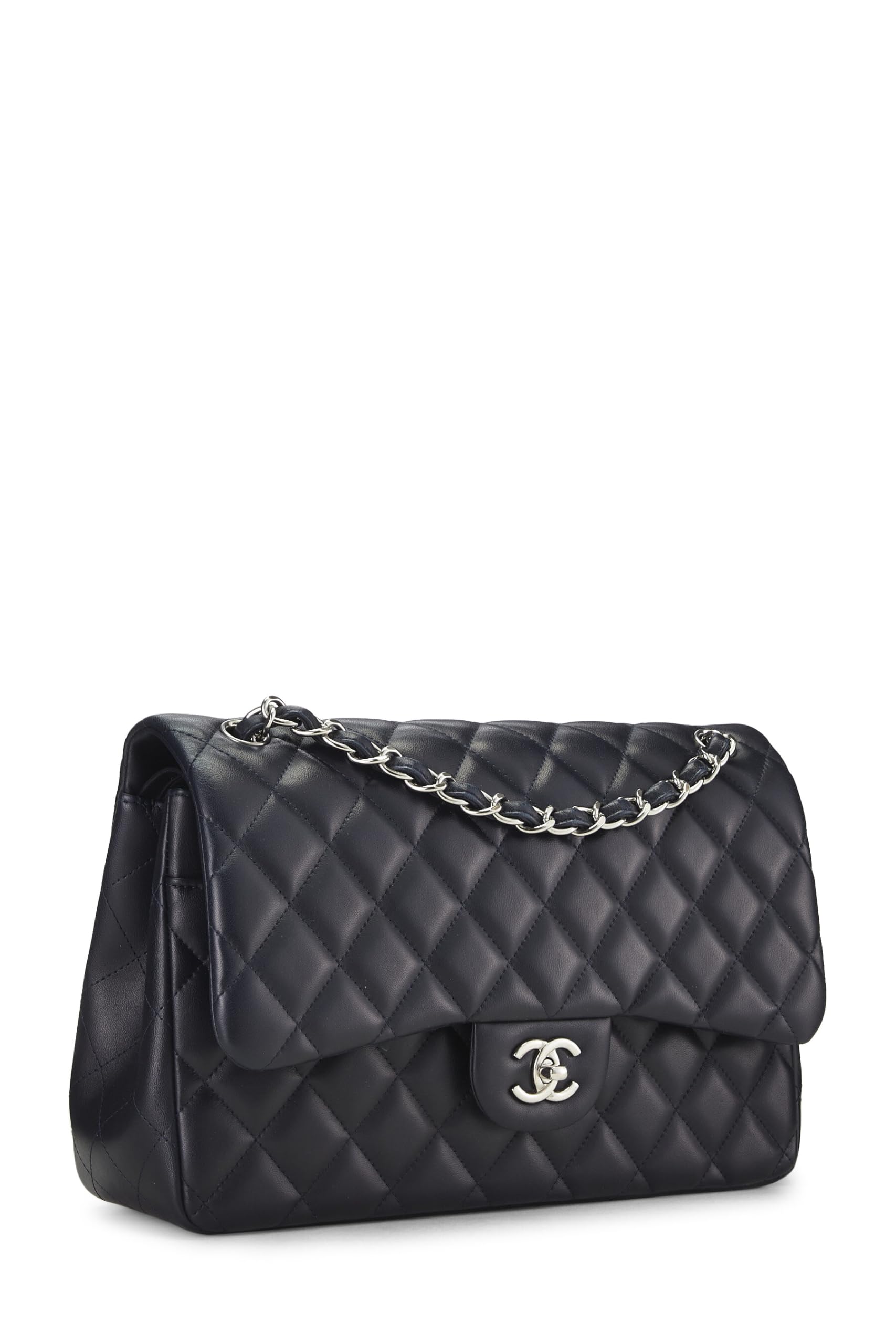 Chanel,  Blue Quilted Lambskin New Classic Double Flap Jumbo, Blue