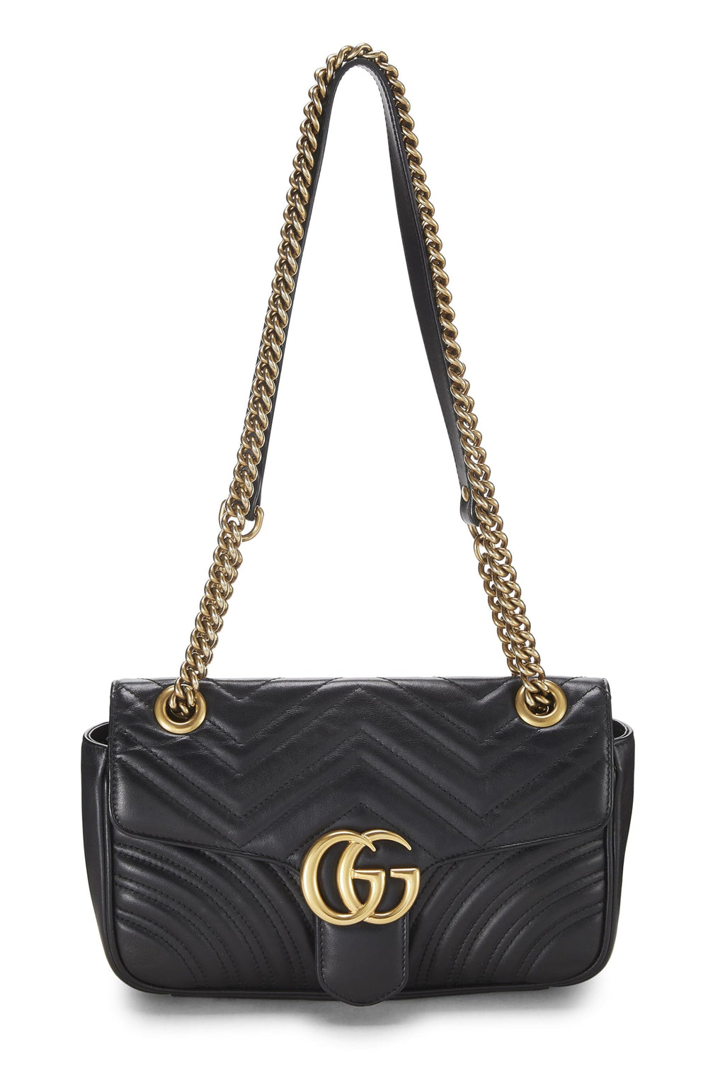 Gucci,  Black Leather GG Marmont Shoulder Bag Small, Black