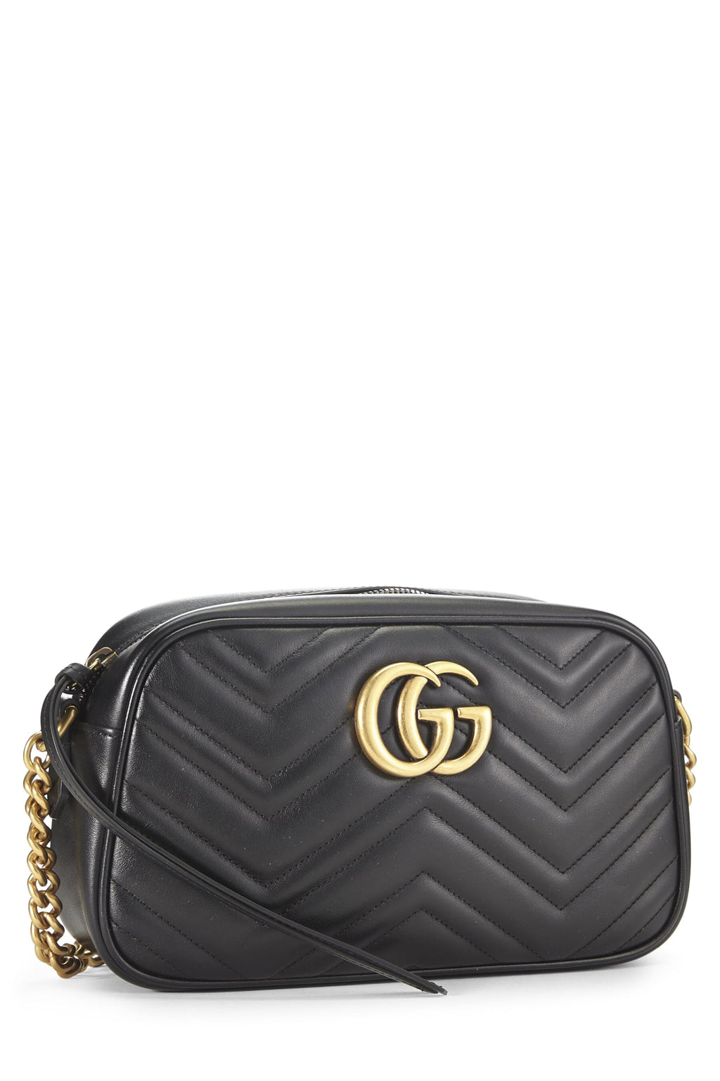 Gucci,  Black Leather Gucci Marmont Crossbody Small, Black