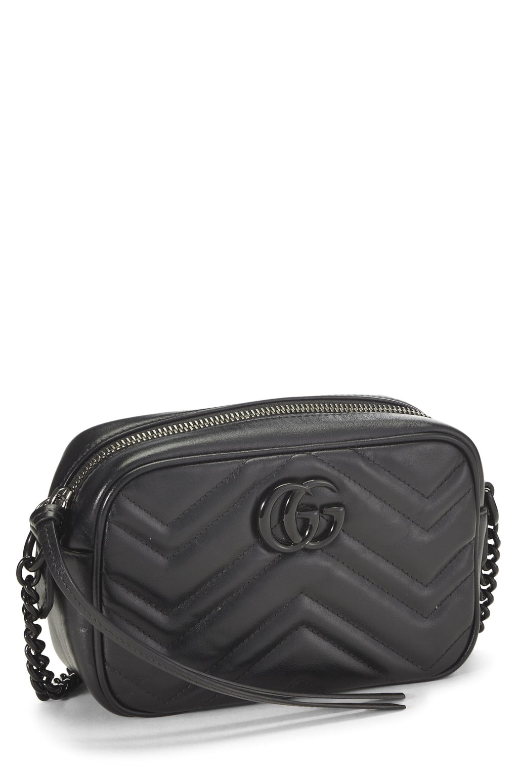 Gucci,  Black Leather Gucci Marmont Crossbody Mini, Black