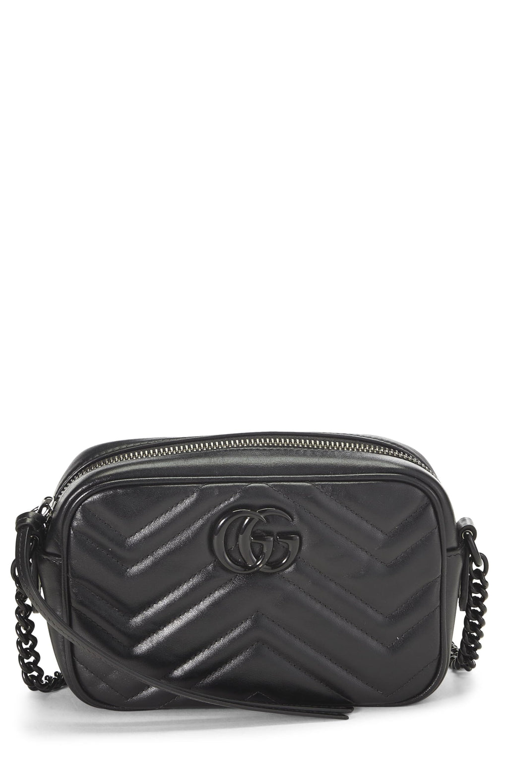 Gucci,  Black Leather Gucci Marmont Crossbody Mini, Black