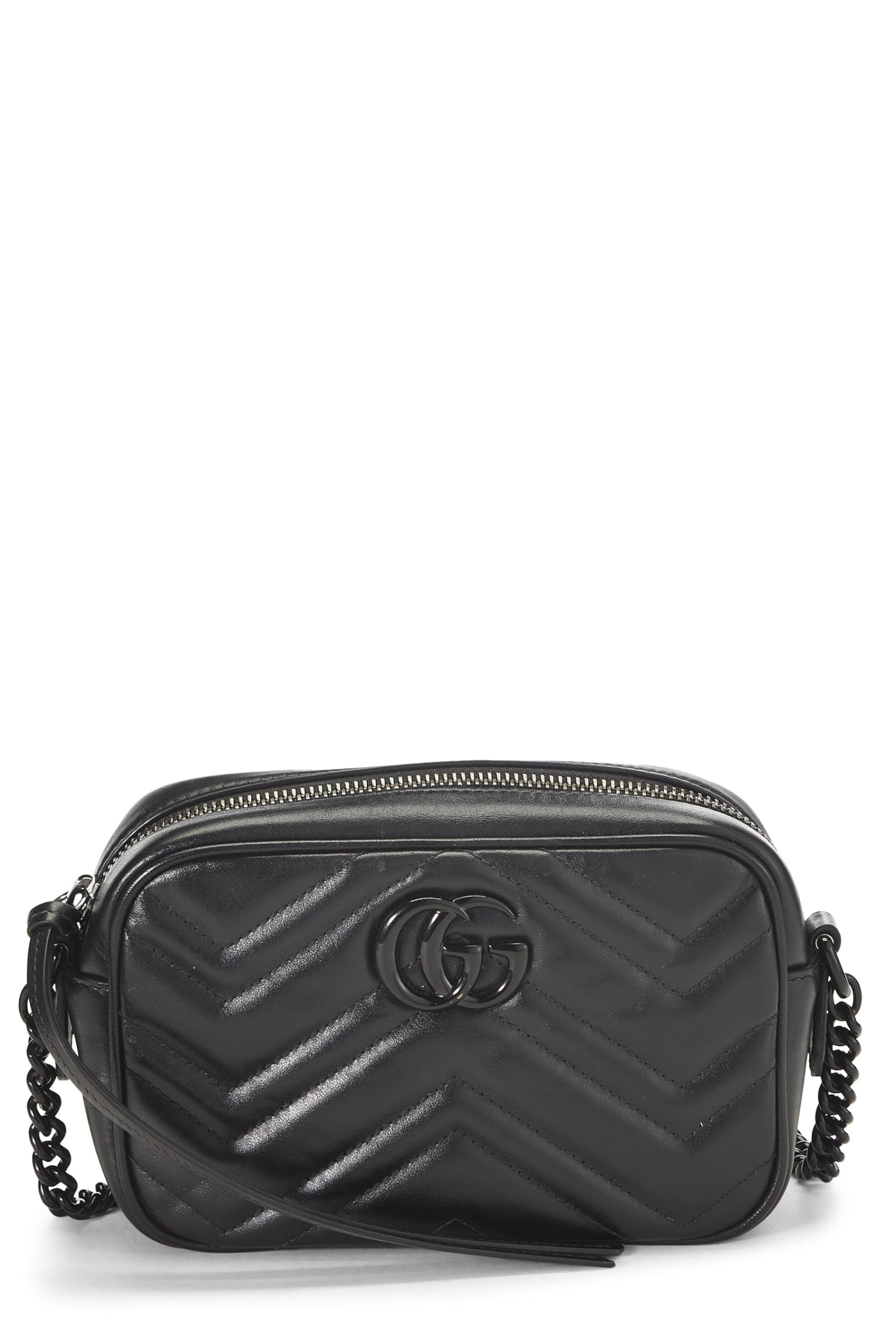 Gucci,  Black Leather Gucci Marmont Crossbody Mini, Black