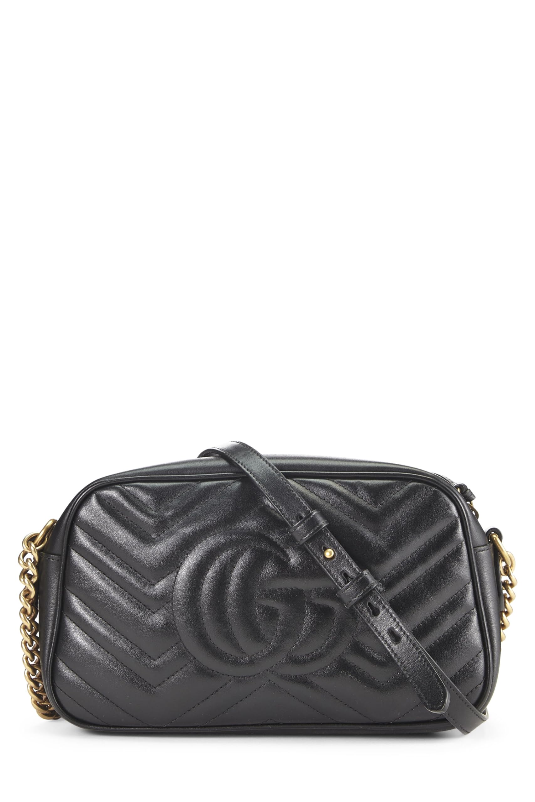Gucci,  Black Leather Gucci Marmont Crossbody, Black