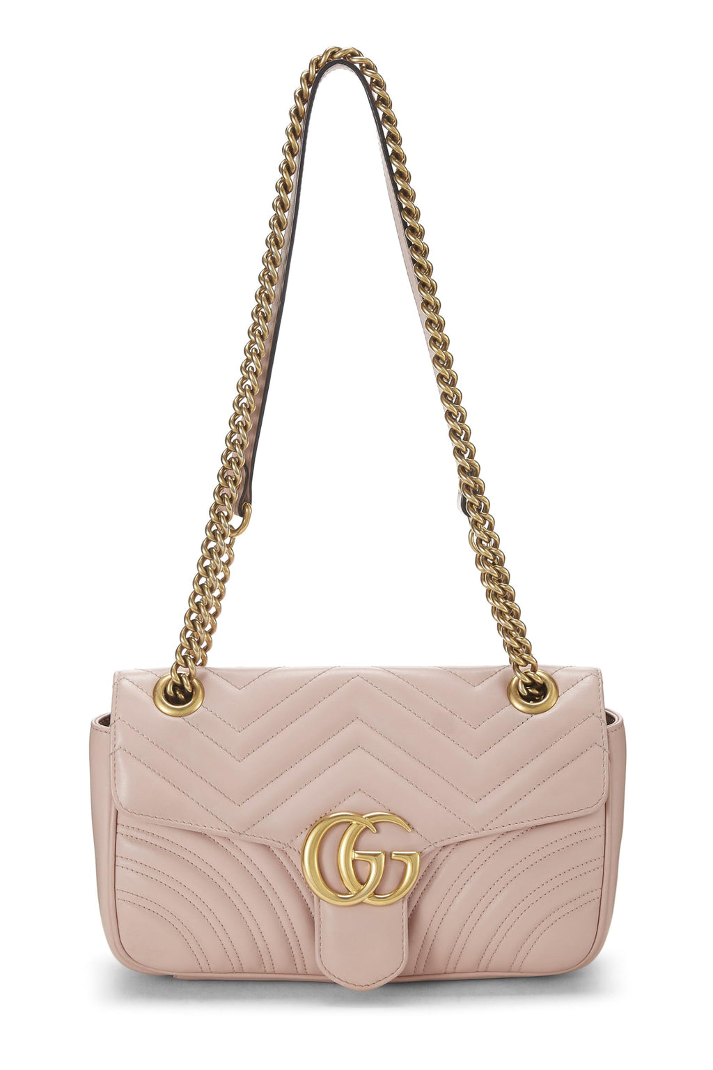 Gucci,  Pink Leather GG Marmont Shoulder Bag Small, Pink