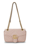 Gucci,  Pink Leather GG Marmont Shoulder Bag Small, Pink