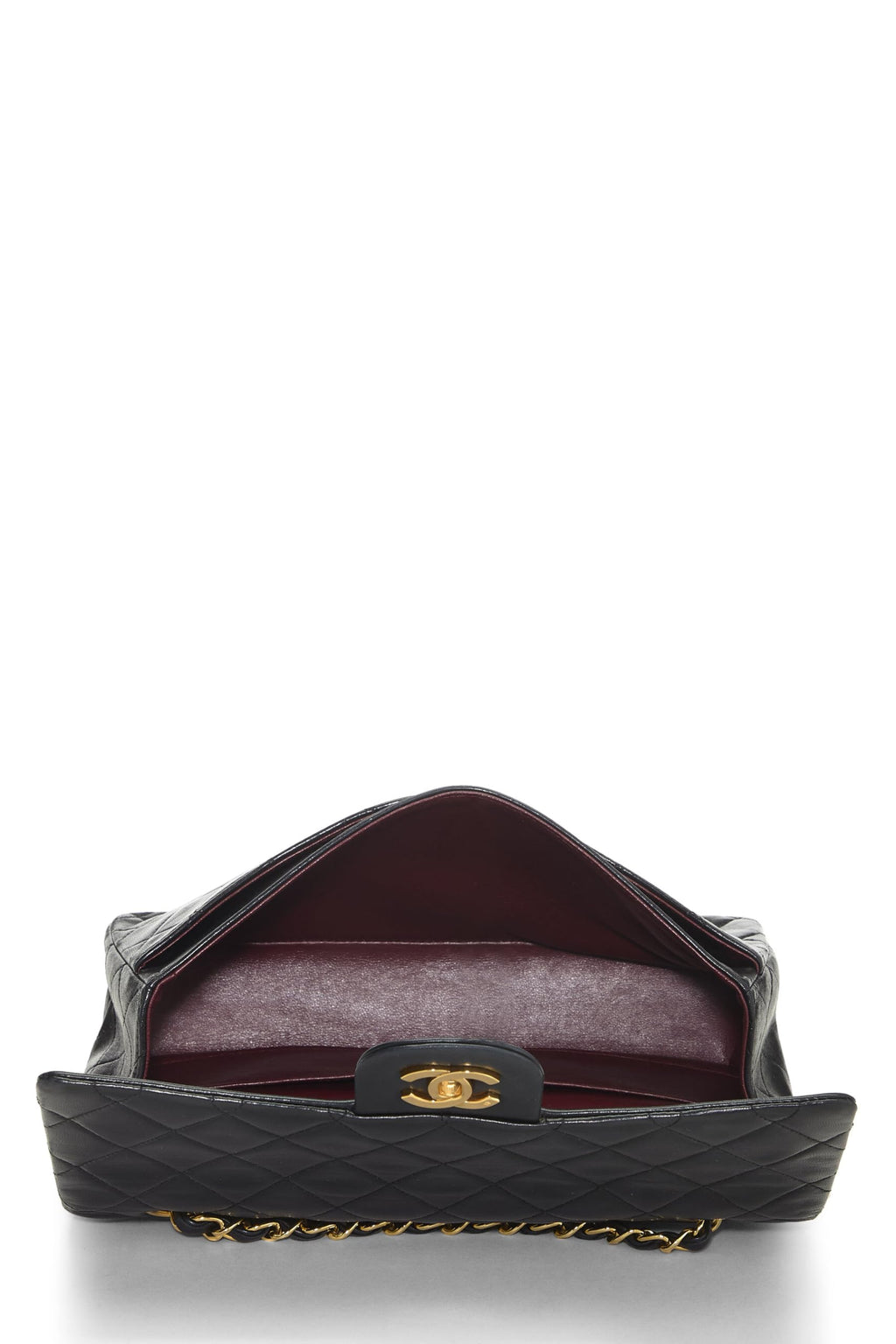 Chanel,  Black Quilted Lambskin Classic Double Flap Medium, Black