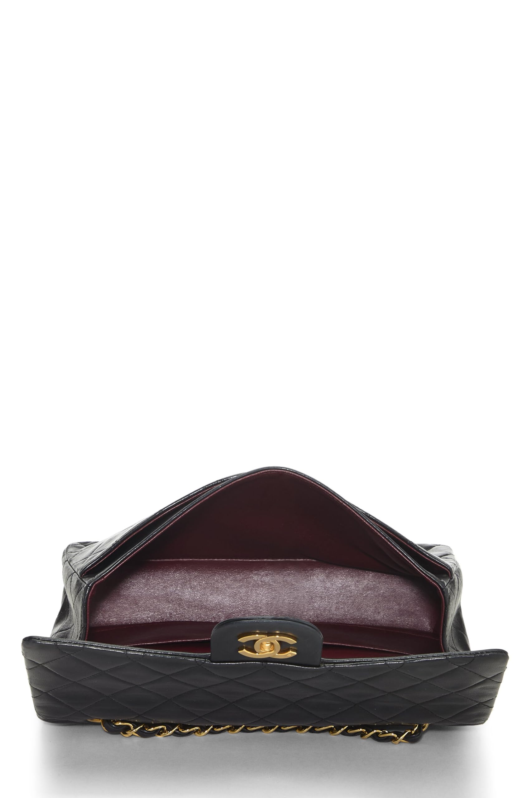 Chanel,  Black Quilted Lambskin Classic Double Flap Medium, Black
