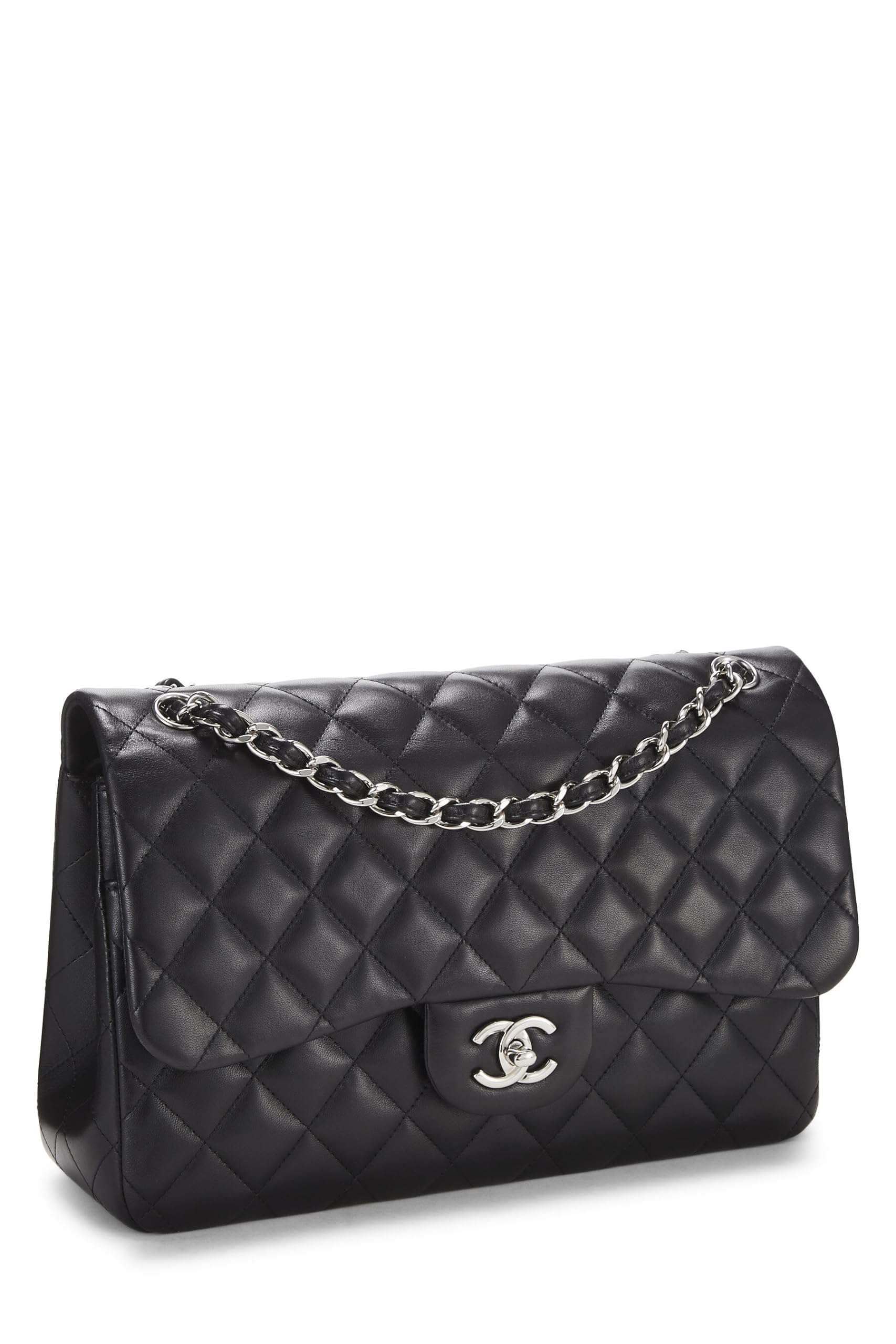 Chanel,  Black Quilted Lambskin New Classic Double Flap Jumbo, Black