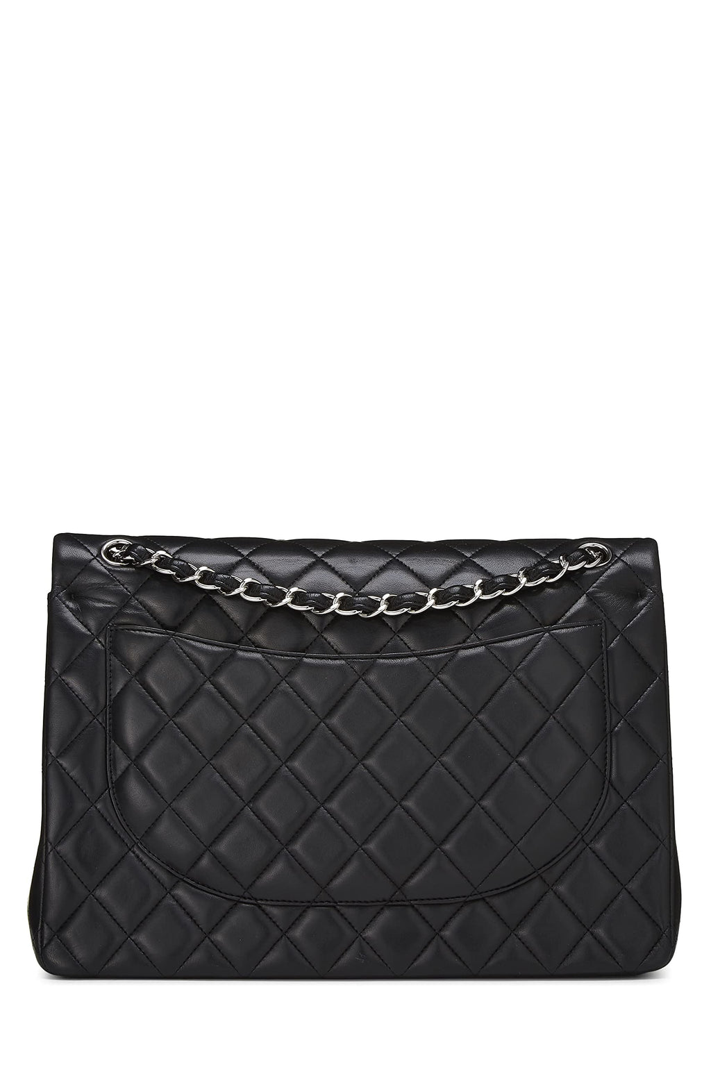 Chanel,  Black Quilted Lambskin New Classic Double Flap Maxi, Black