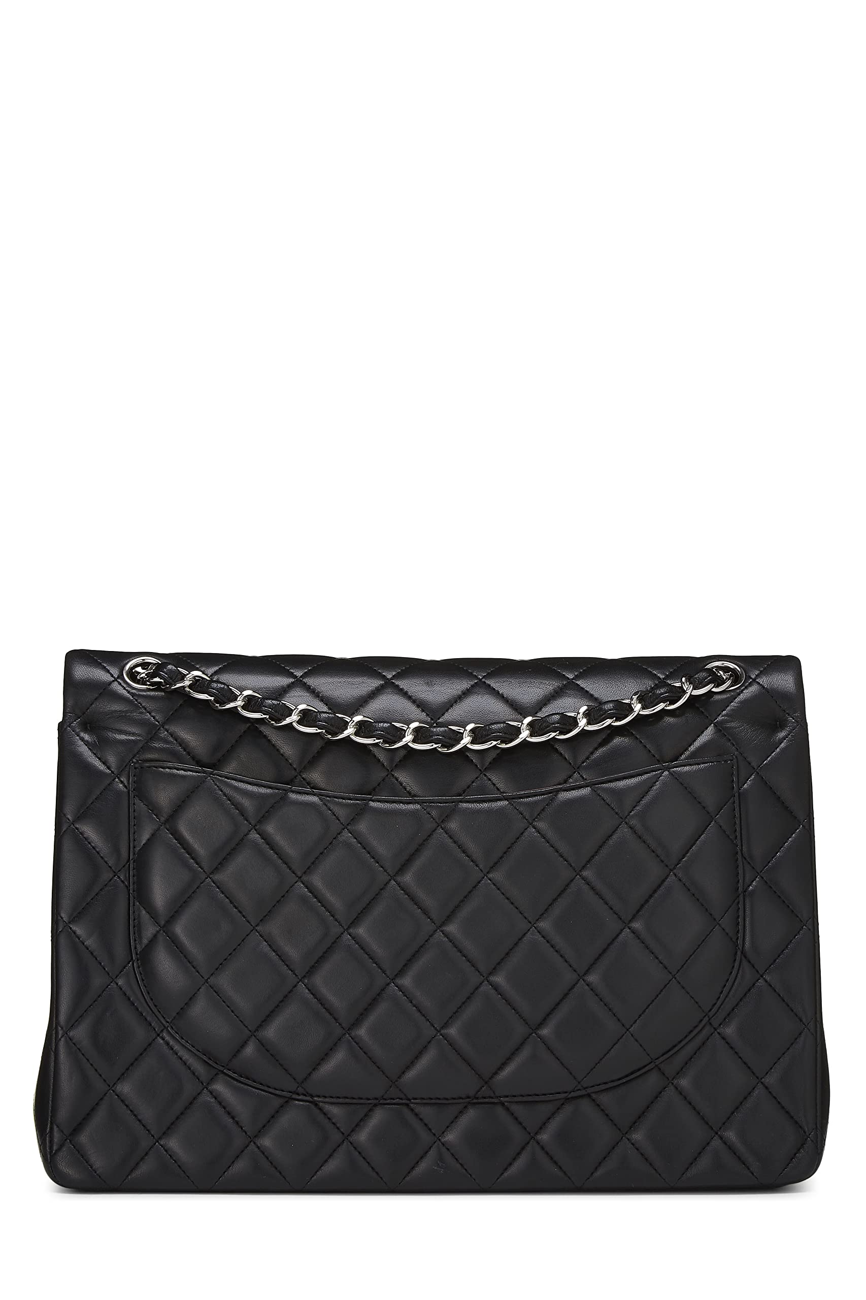 Chanel,  Black Quilted Lambskin New Classic Double Flap Maxi, Black