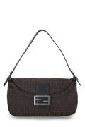 Fendi,  Brown Nylon Zucchino Shoulder Bag, Brown