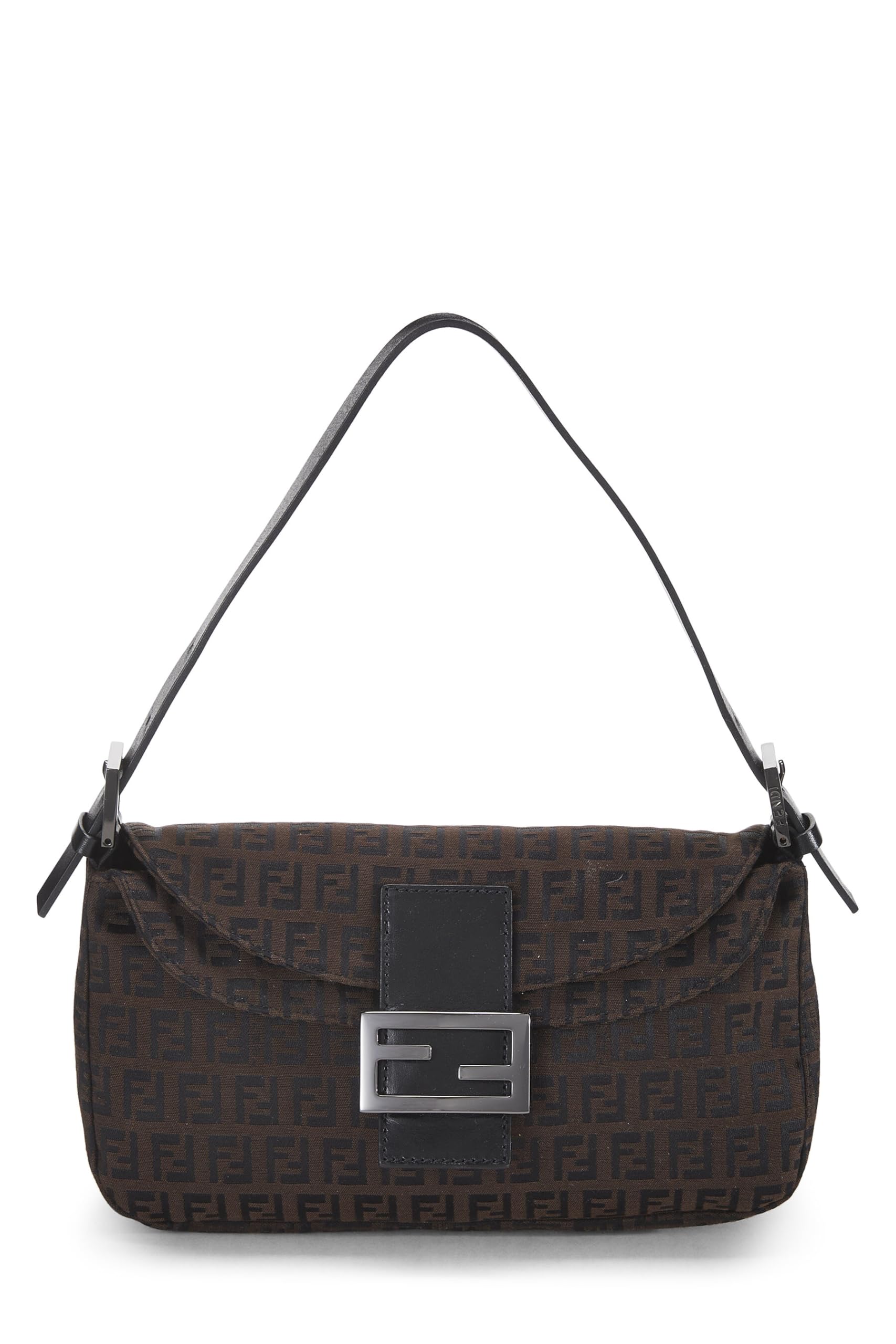 Fendi,  Brown Nylon Zucchino Shoulder Bag, Brown