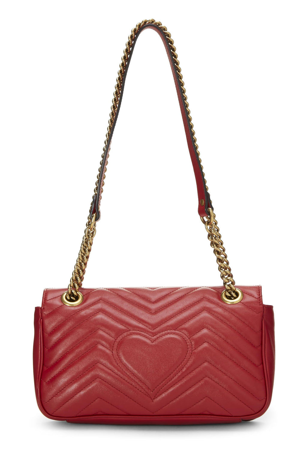 Gucci,  Red Leather GG Marmont Shoulder Bag Small, Red