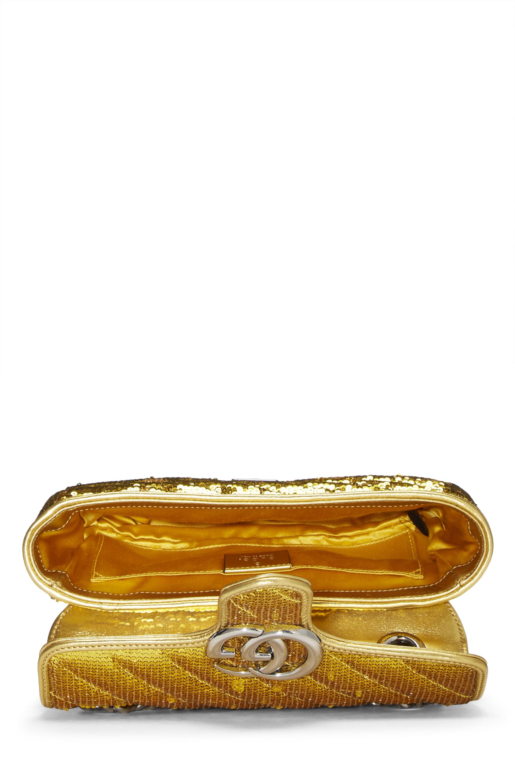 Gucci,  Gold Sequin GG Marmont Shoulder Bag, Yellow